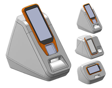 A series of screenshots of different layouts for a medical device.