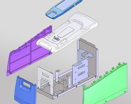 A screenshot showing the casework of a medical device in an exploded view.