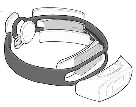 Early concept sketch for a smart dog-collar with built in GPS tracking