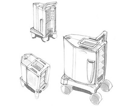 Concept sketches for an intra-aortic balloon pump cart