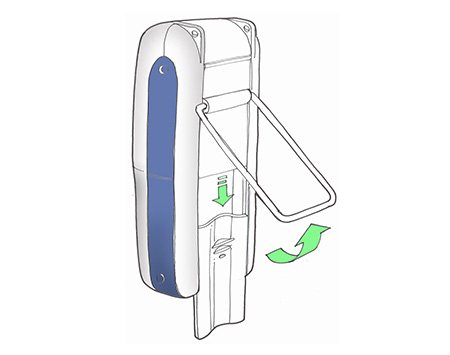 Fiber optic testing device sketch with kick stand